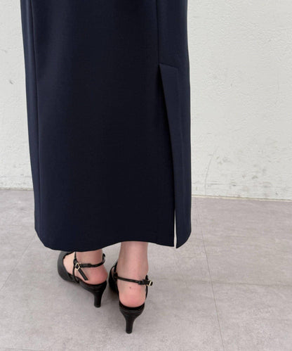 亞麻感 V領 連衣裙