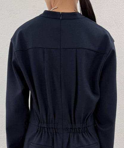 亞麻感 V領 連衣裙