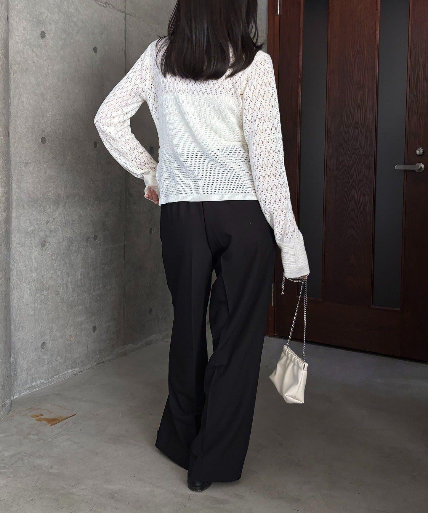 蕾絲抽褶按扣 針織開衫