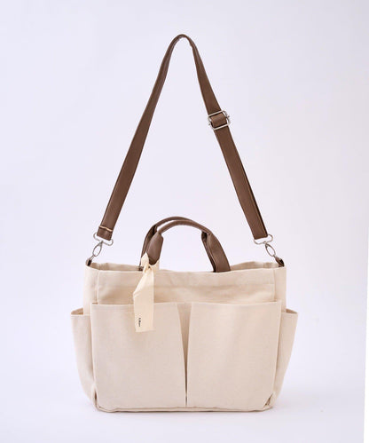 人造皮拼接 2WAY設計 單肩包 Shoulder Bag_069 S.blanc