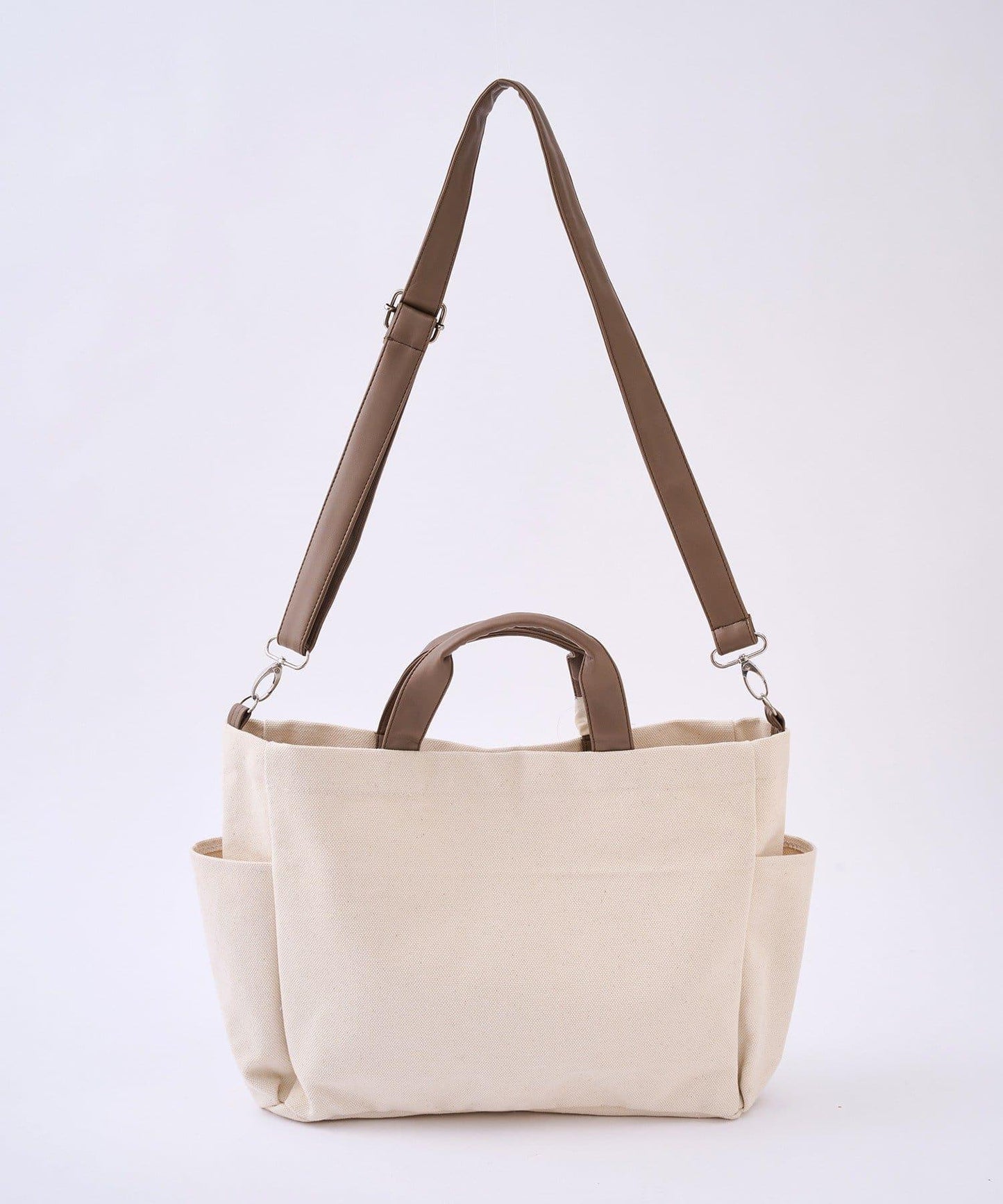 人造皮拼接 2WAY設計 單肩包 Shoulder Bag_069 S.blanc