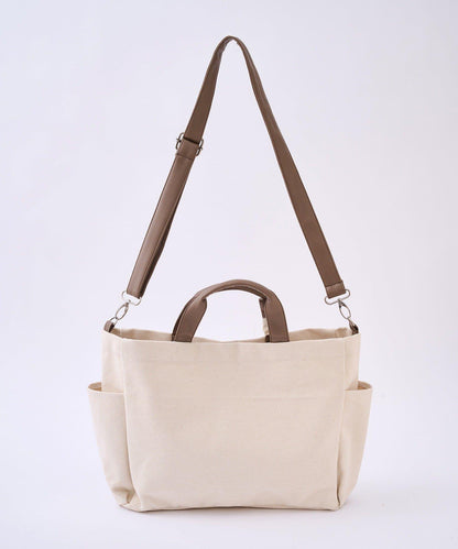 人造皮拼接 2WAY設計 單肩包 Shoulder Bag_069 S.blanc