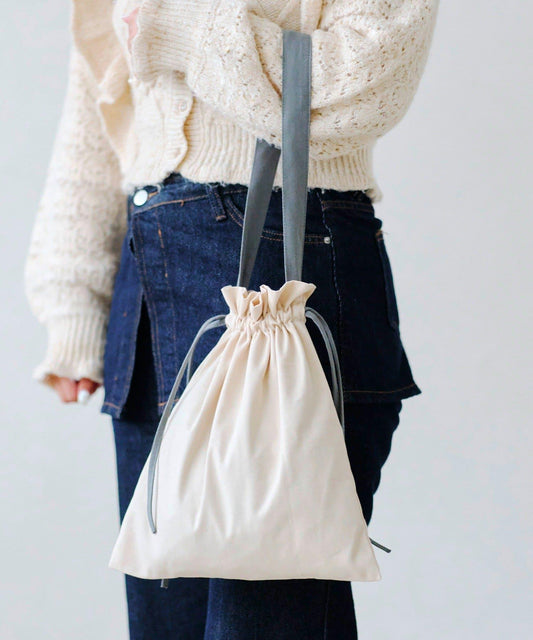 雙色束口托特包