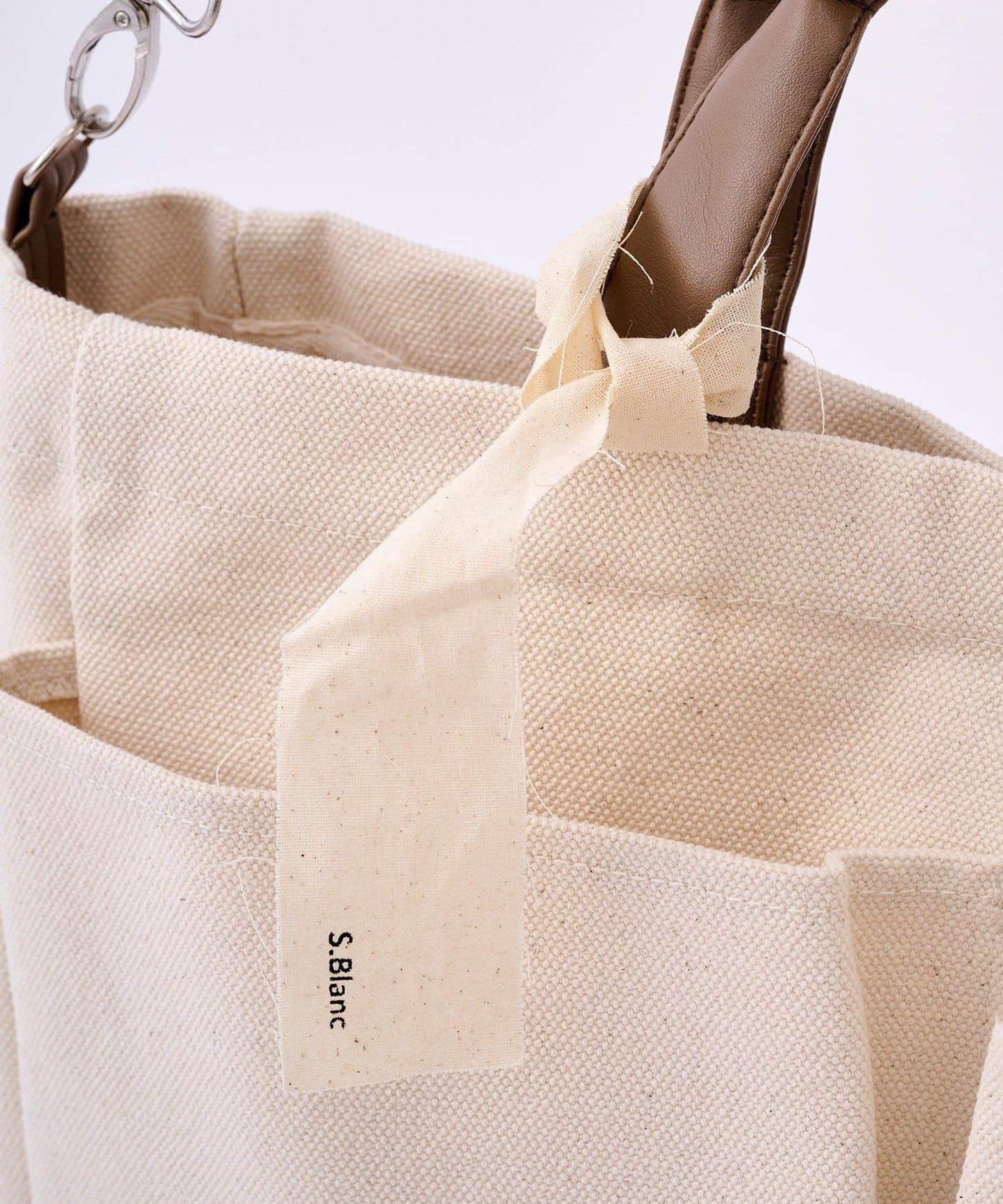 人造皮拼接 2WAY設計 單肩包 Shoulder Bag_069 S.blanc