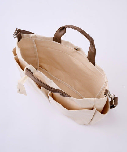 人造皮拼接 2WAY設計 單肩包 Shoulder Bag_069 S.blanc