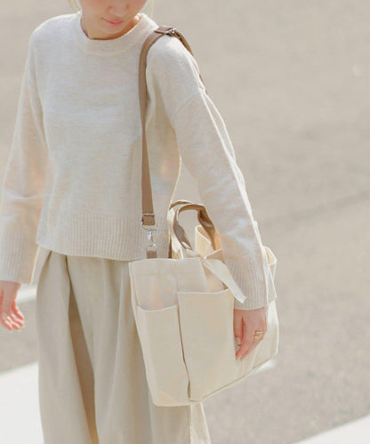 人造皮拼接 2WAY設計 單肩包 Shoulder Bag_069 S.blanc