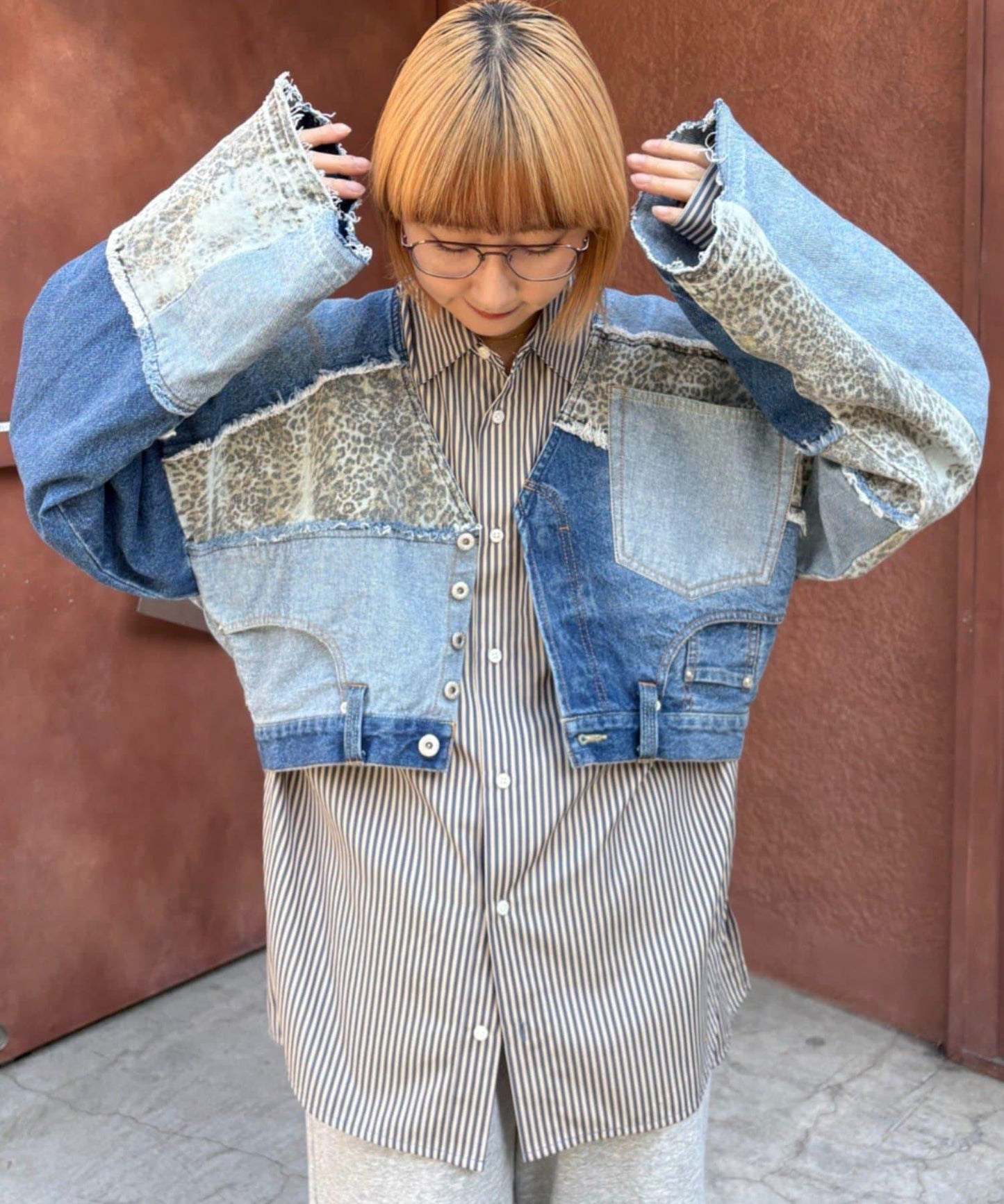 牛仔拼接短款夾克（展示會款）