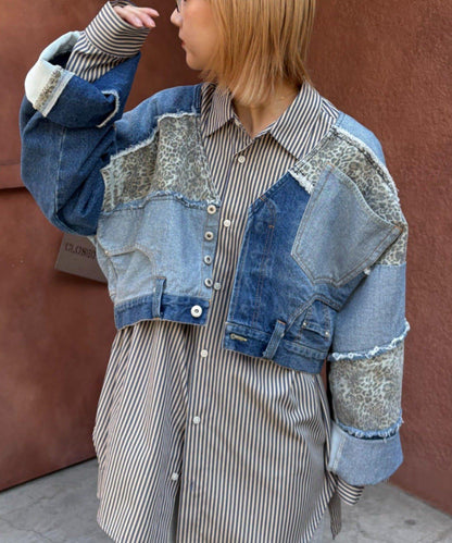 牛仔拼接短款夾克（展示會款）