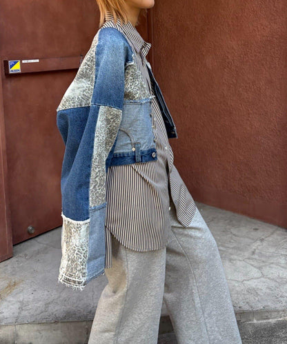 牛仔拼接短款夾克（展示會款）