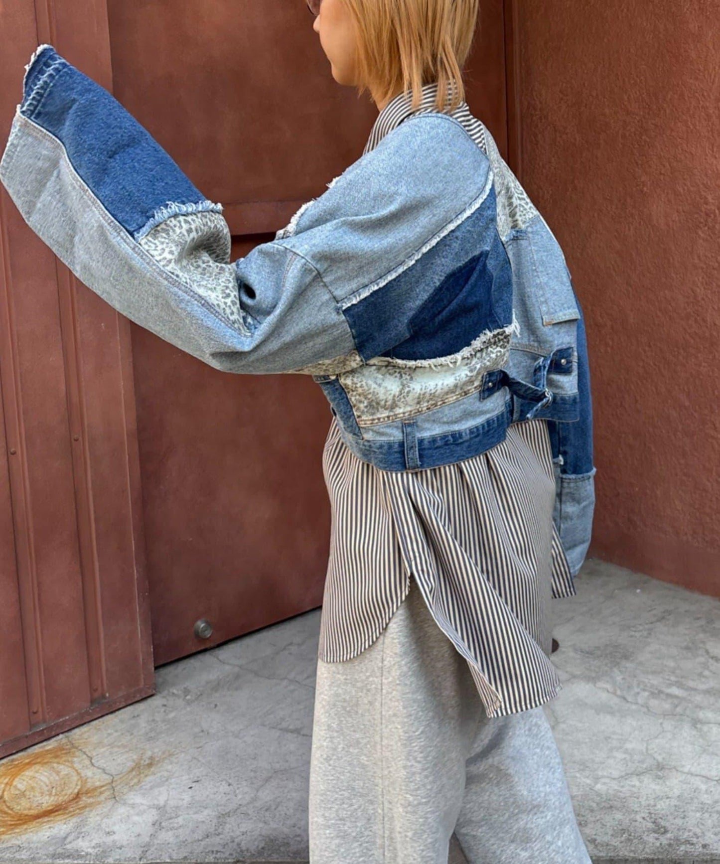 牛仔拼接短款夾克（展示會款）