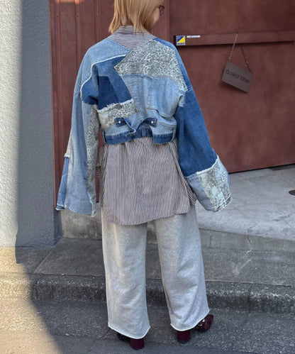 牛仔拼接短款夾克（展示會款）