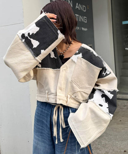 牛仔拼接短款夾克（展示會款）