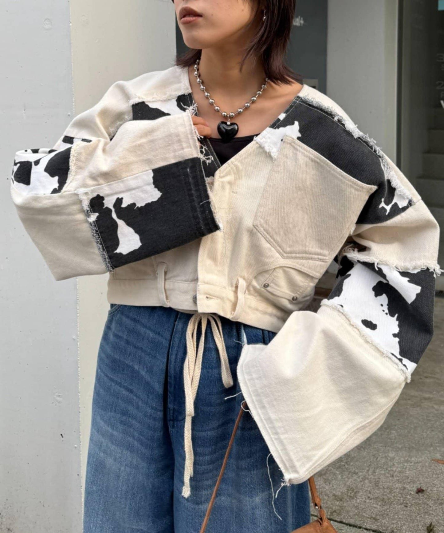 牛仔拼接短款夾克（展示會款）