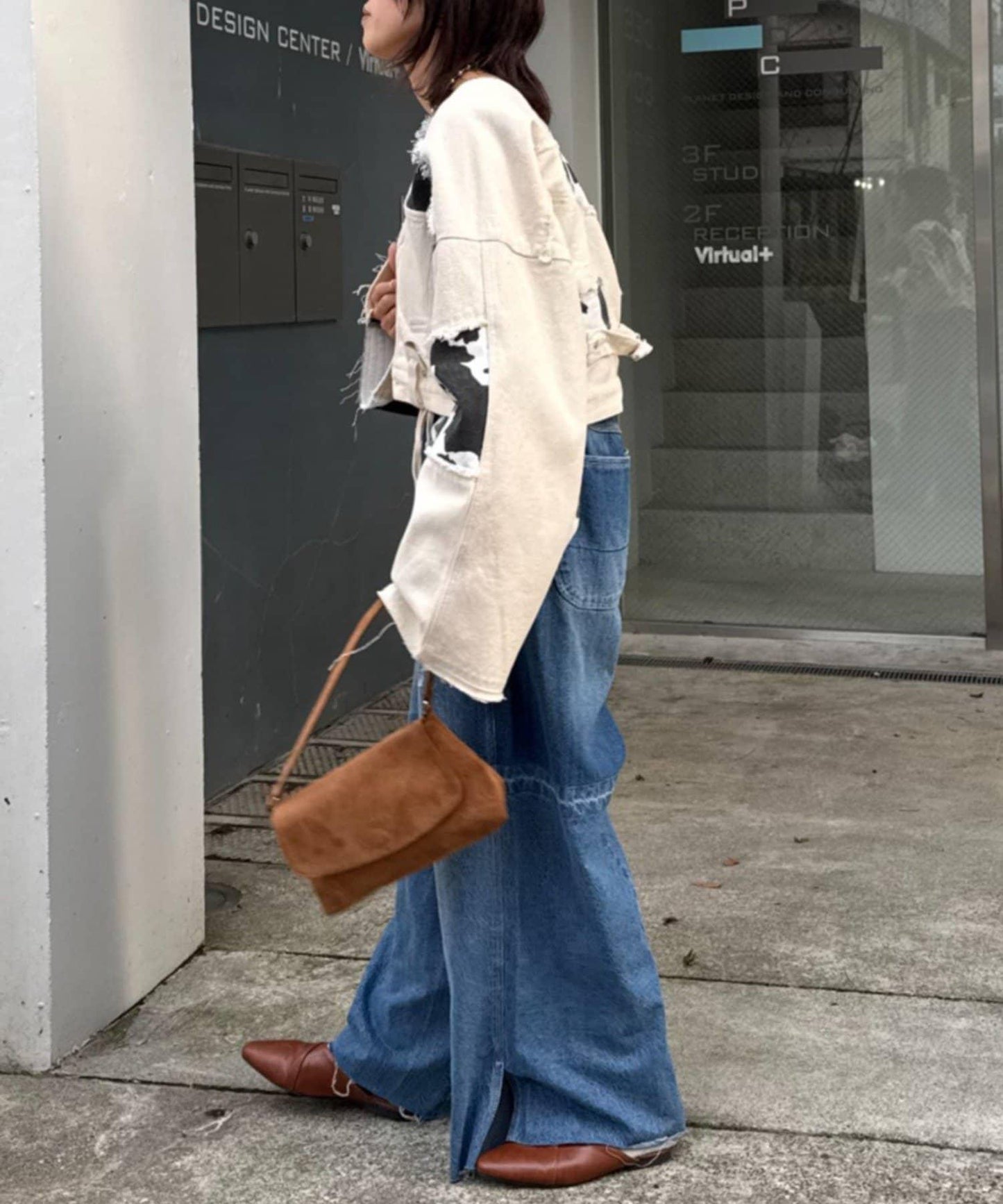 牛仔拼接短款夾克（展示會款）