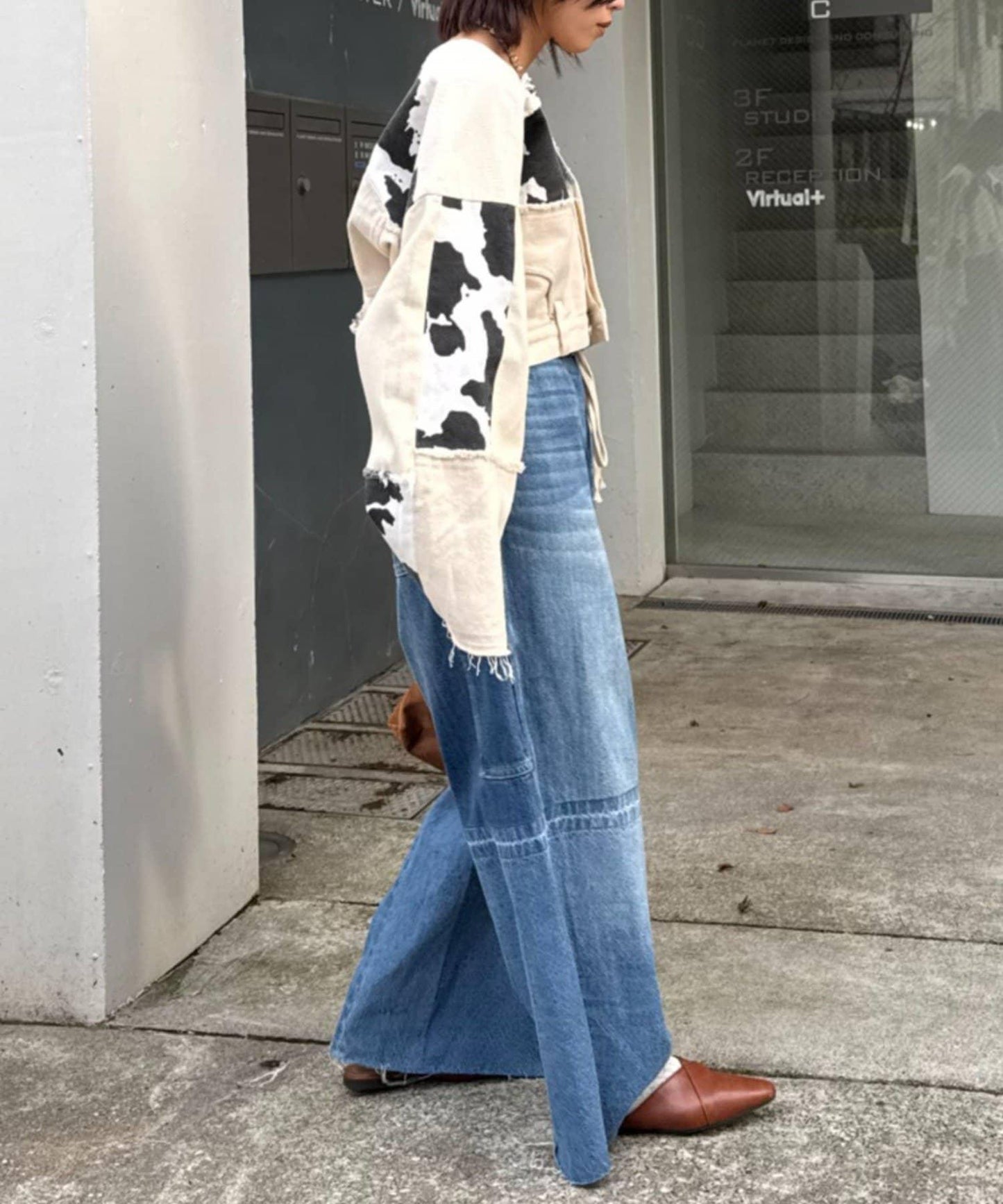 牛仔拼接短款夾克（展示會款）