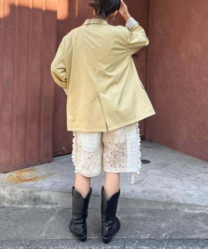 蕾絲拼接 休閒短褲 INDIA款