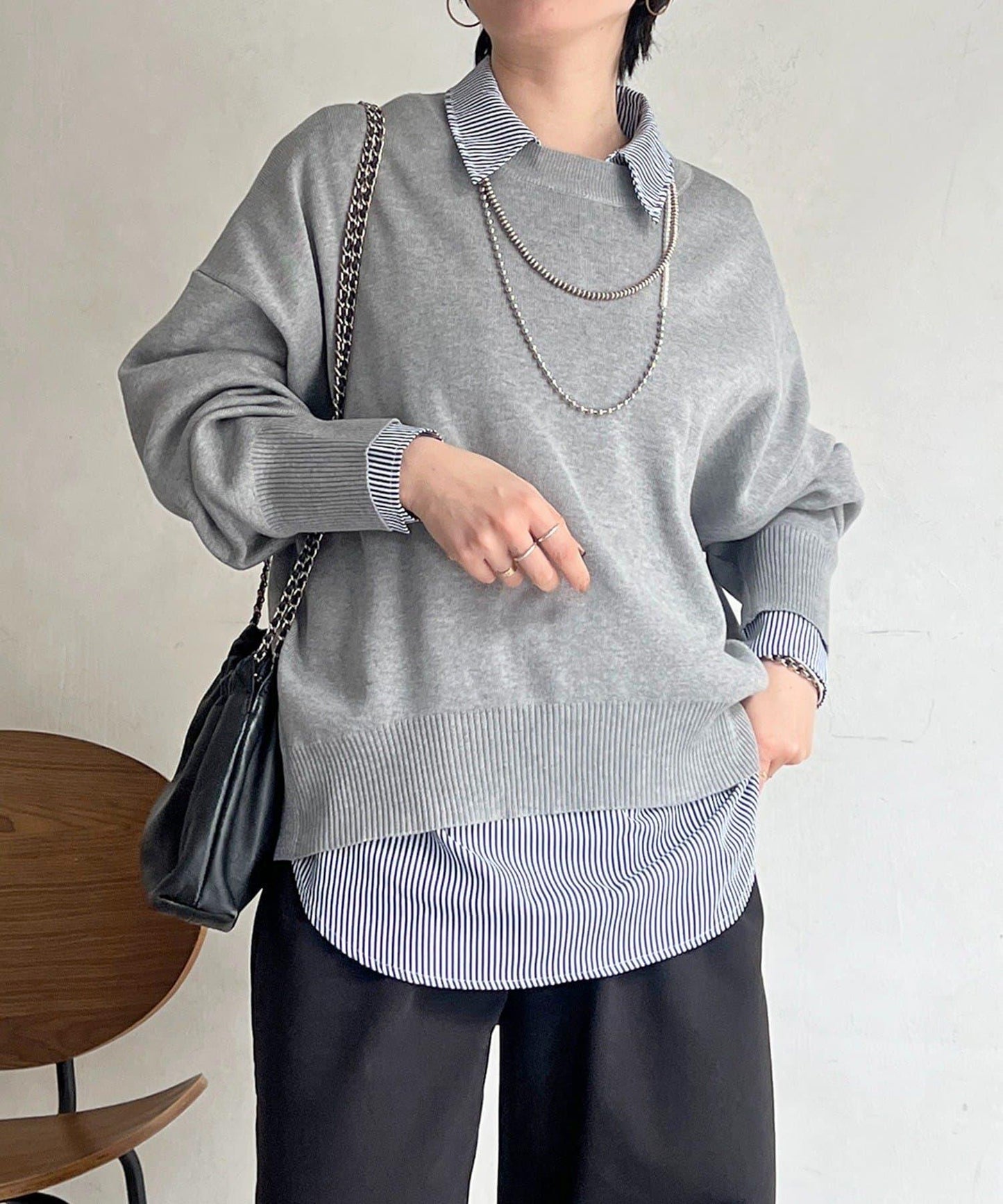 疊穿設計 針織套頭衫