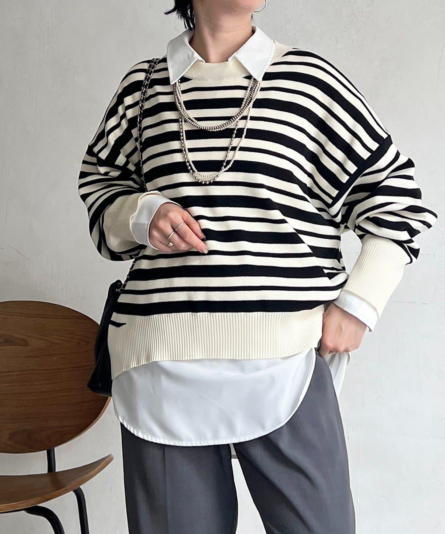 疊穿設計 針織套頭衫