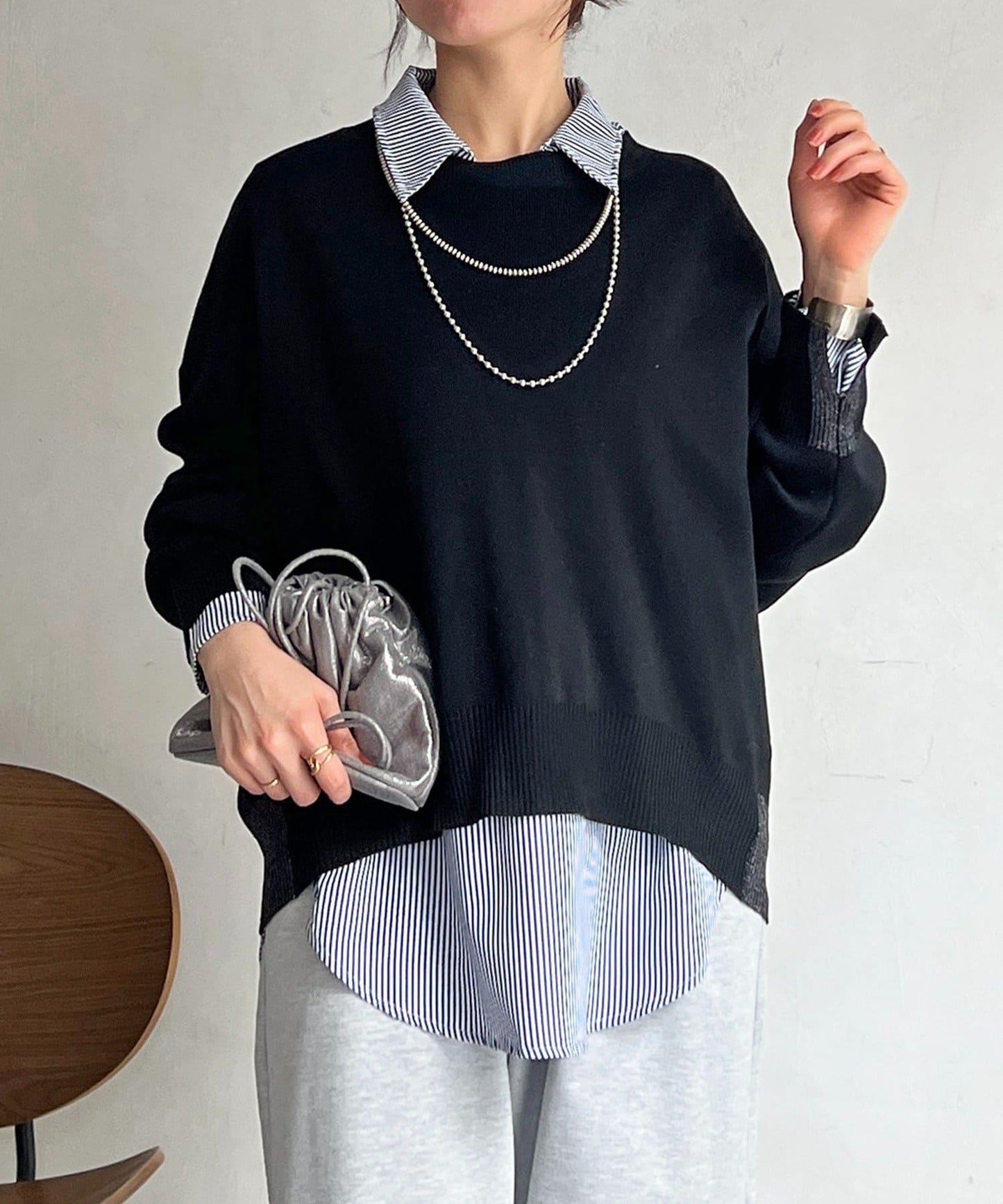 疊穿設計 針織套頭衫