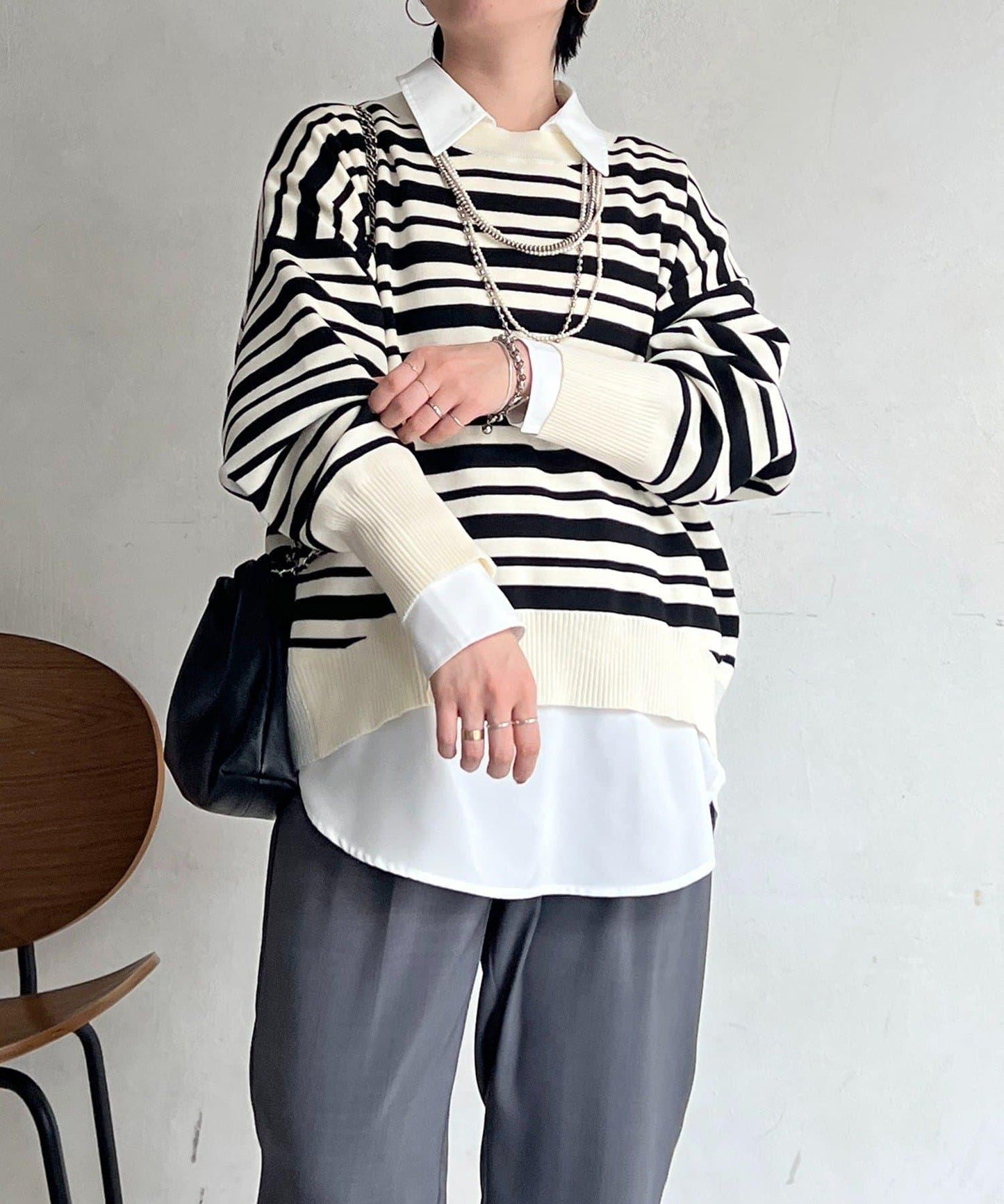 疊穿設計 針織套頭衫