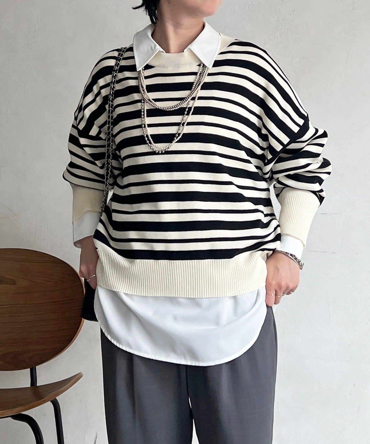 疊穿設計 針織套頭衫