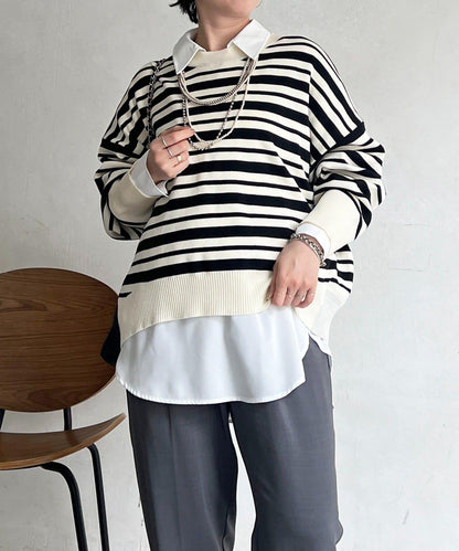 疊穿設計 針織套頭衫