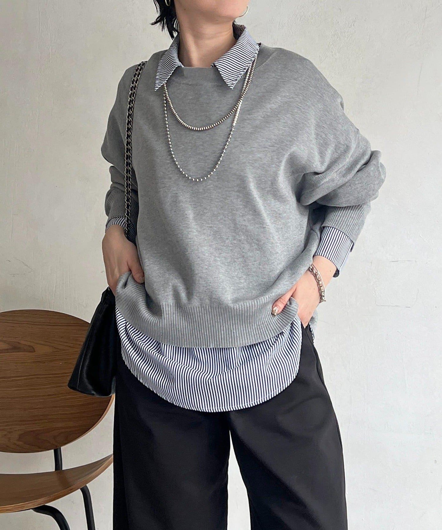 疊穿設計 針織套頭衫