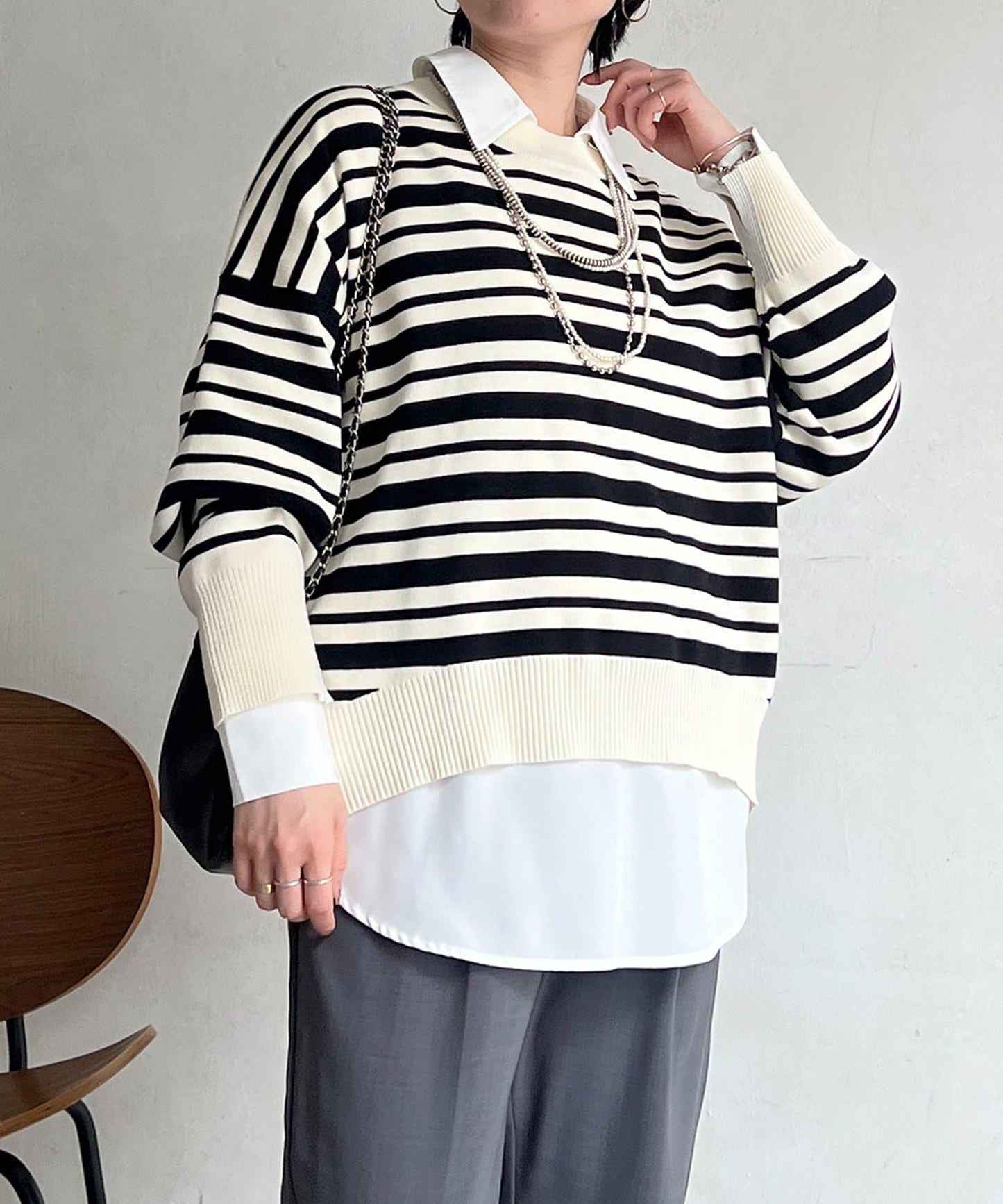 疊穿設計 針織套頭衫