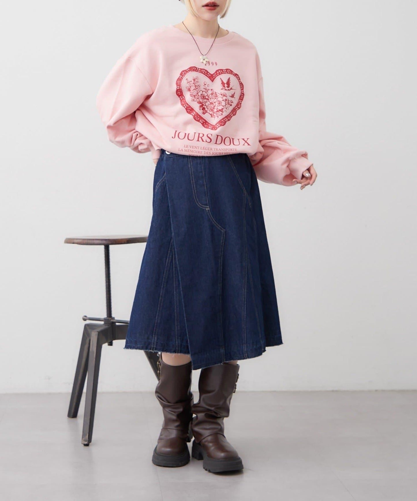 w closet 牛仔中長半身裙