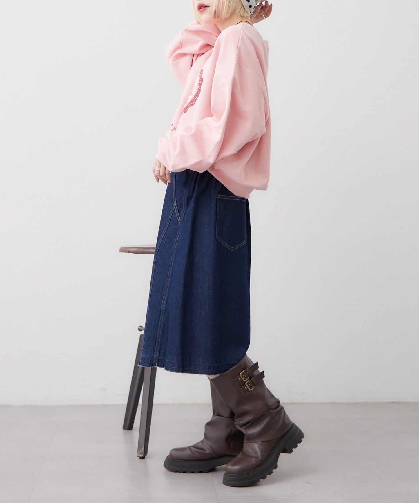 w closet 牛仔中長半身裙