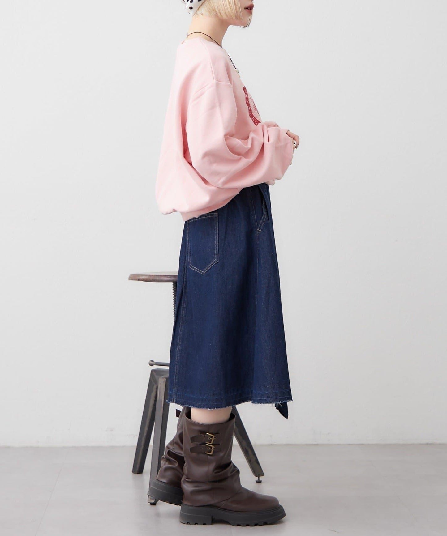 w closet 牛仔中長半身裙