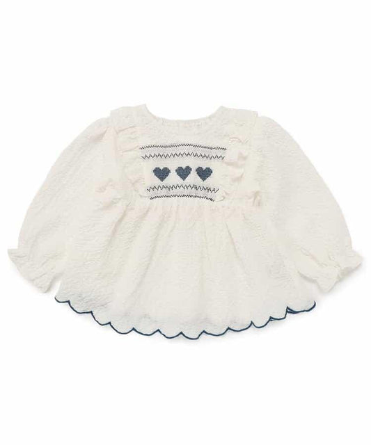 心形抽褶設計 長款襯衫