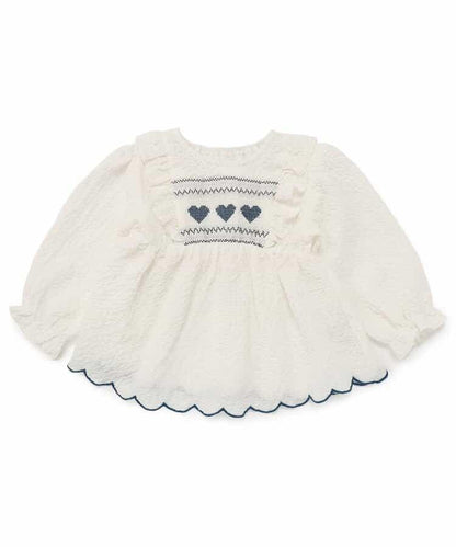 心形抽褶設計 長款襯衫