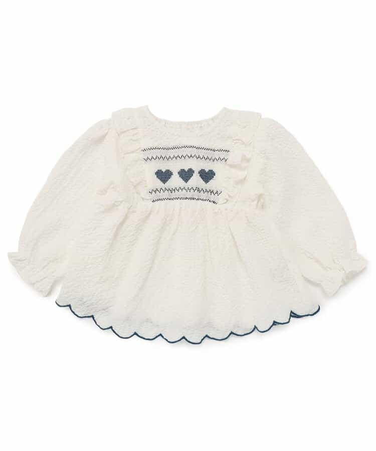 心形抽褶設計 長款襯衫