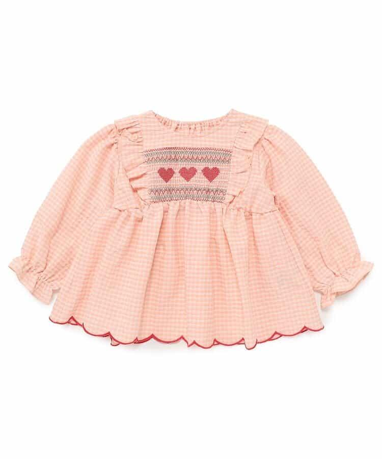 心形抽褶設計 長款襯衫