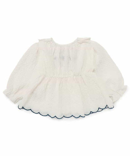 心形抽褶設計 長款襯衫