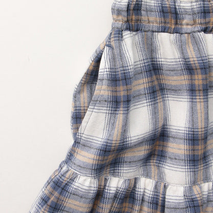 格紋層疊設計 內搭短褲 半身裙