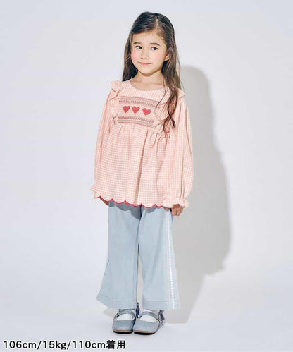 蕾絲拼接直筒版型 牛仔褲 10分丈