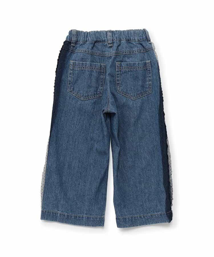 蕾絲拼接直筒版型 牛仔褲 10分丈