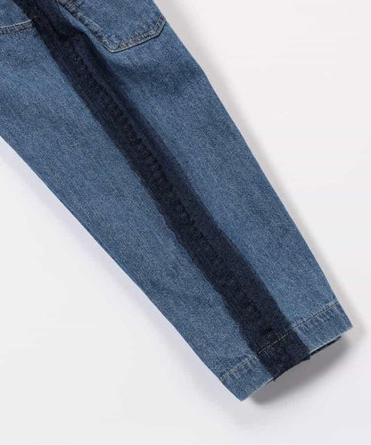 蕾絲拼接直筒版型 牛仔褲 10分丈