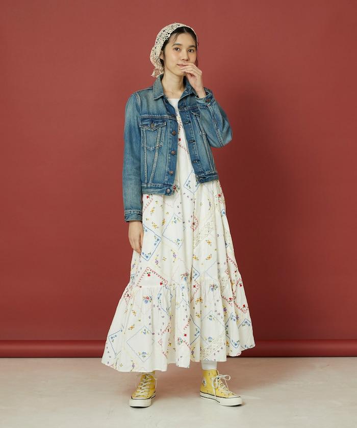 花朵手帕刺繡 吊帶 連衣裙