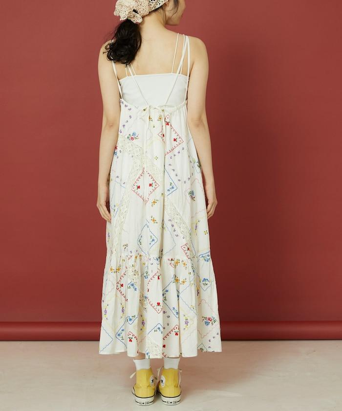 花朵手帕刺繡 吊帶 連衣裙