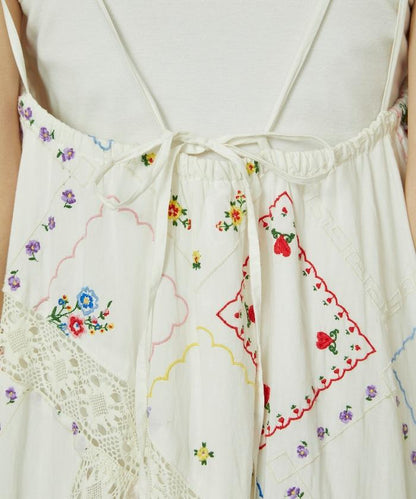 花朵手帕刺繡 吊帶 連衣裙