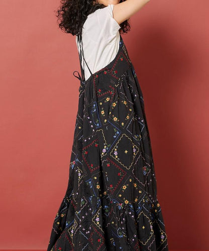 花朵手帕刺繡 吊帶 連衣裙