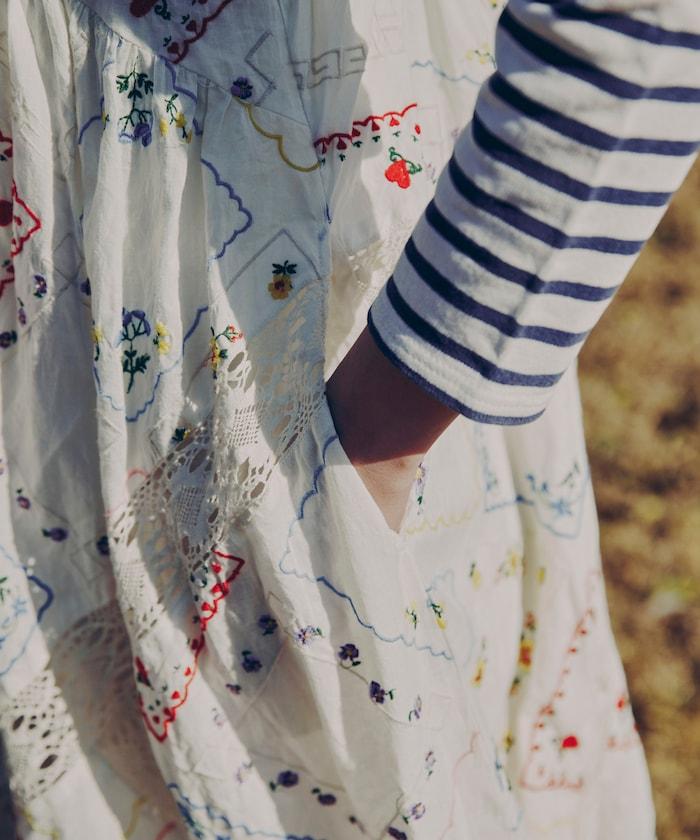 花朵手帕刺繡 吊帶 連衣裙