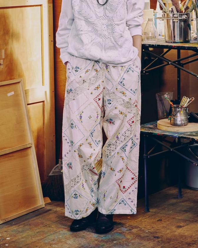 花卉手帕刺繡 褲子