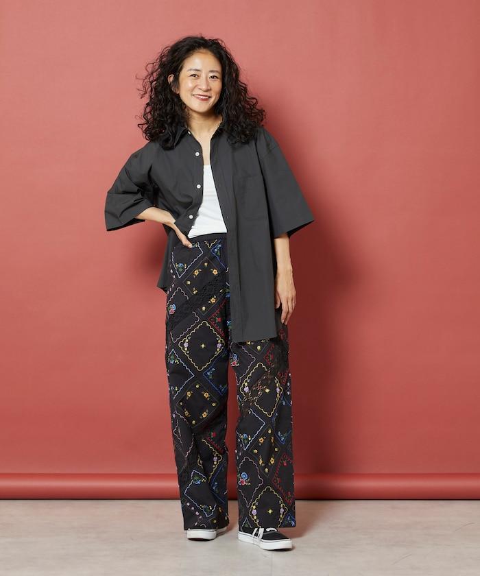 花卉手帕刺繡 褲子