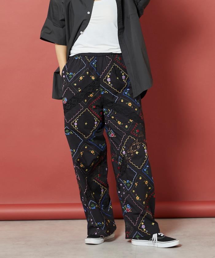 花卉手帕刺繡 褲子