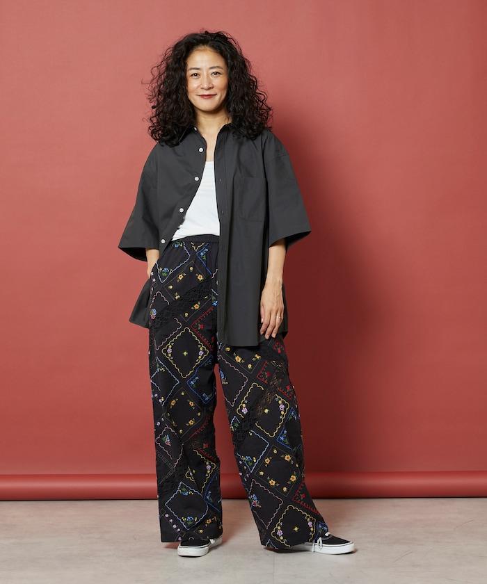 花卉手帕刺繡 褲子