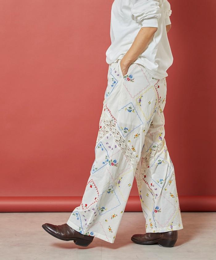 花卉手帕刺繡 褲子